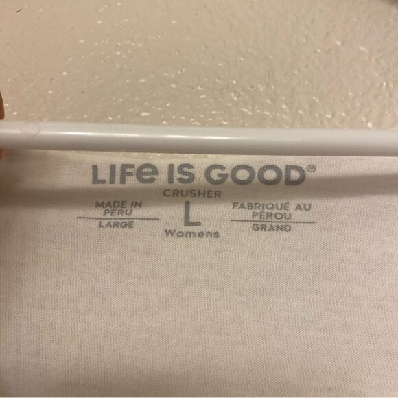 Life Is Good crusher light floral daisy retro y2k white raw hem white t shirt L - Picture 5 of 8